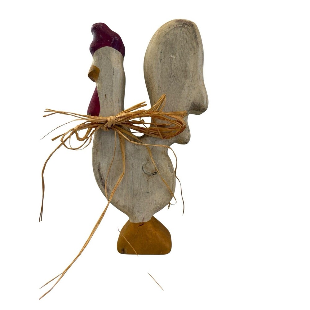 Vintage Wooden Rooster Hand Carved Hen Folk Art Rustic Farmhouse Decor
